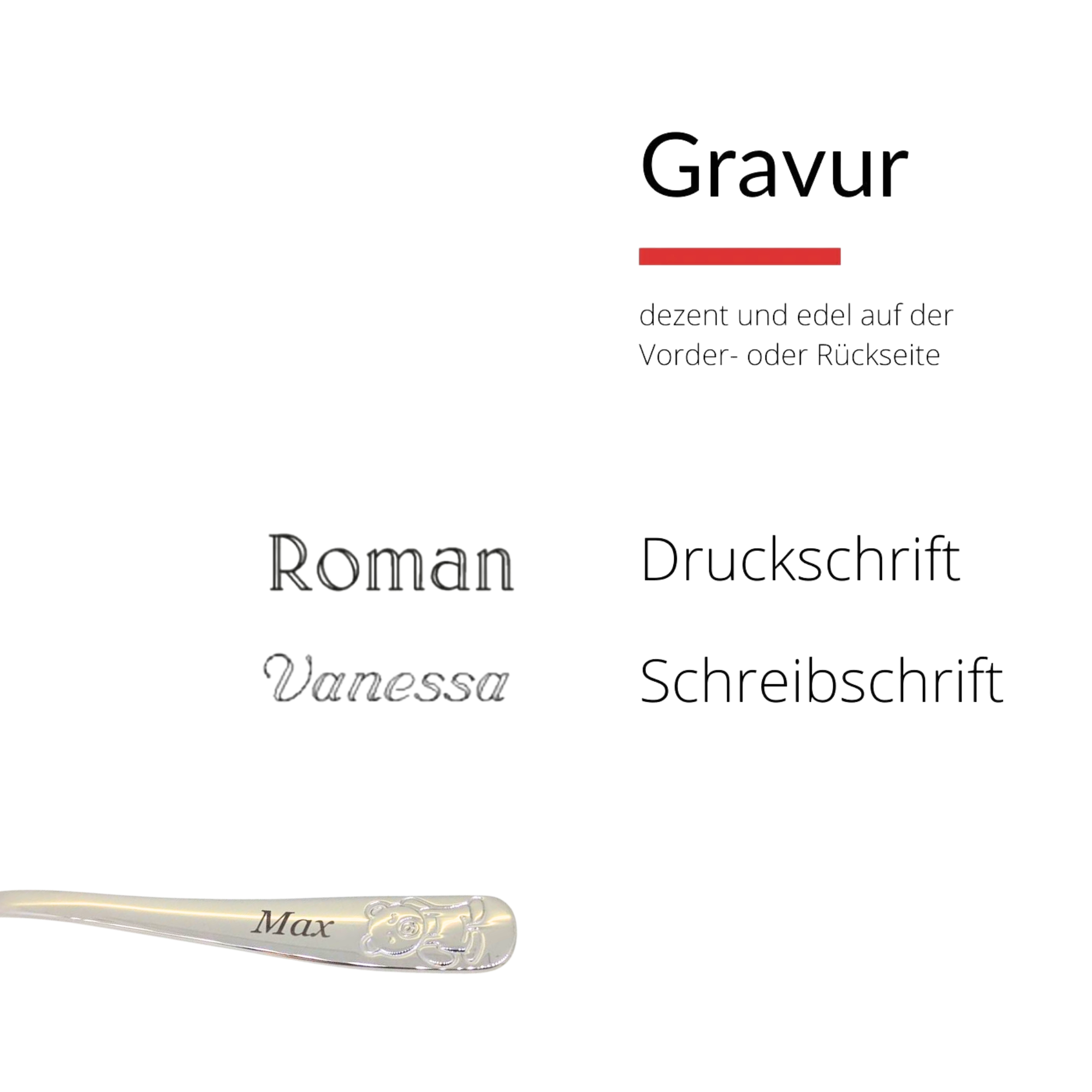 Juniorbesteck 4-teilig (poliert) mit Gravur