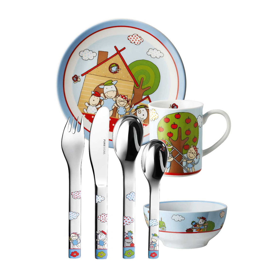 Kindergeschirr Set 7 - teilig FERME mit Gravur -