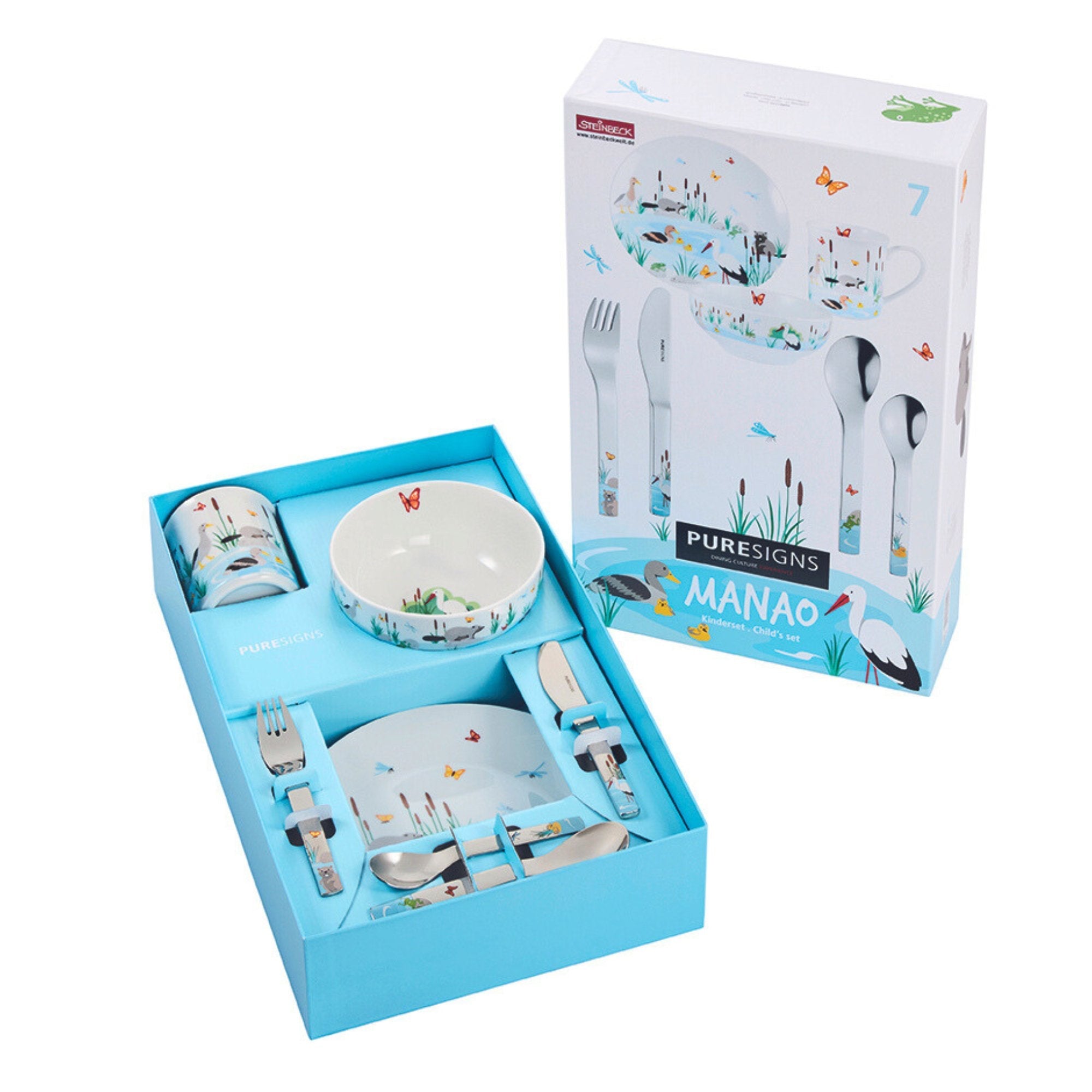 Kindergeschirr Set 7 - teilig MANAO mit Gravur -