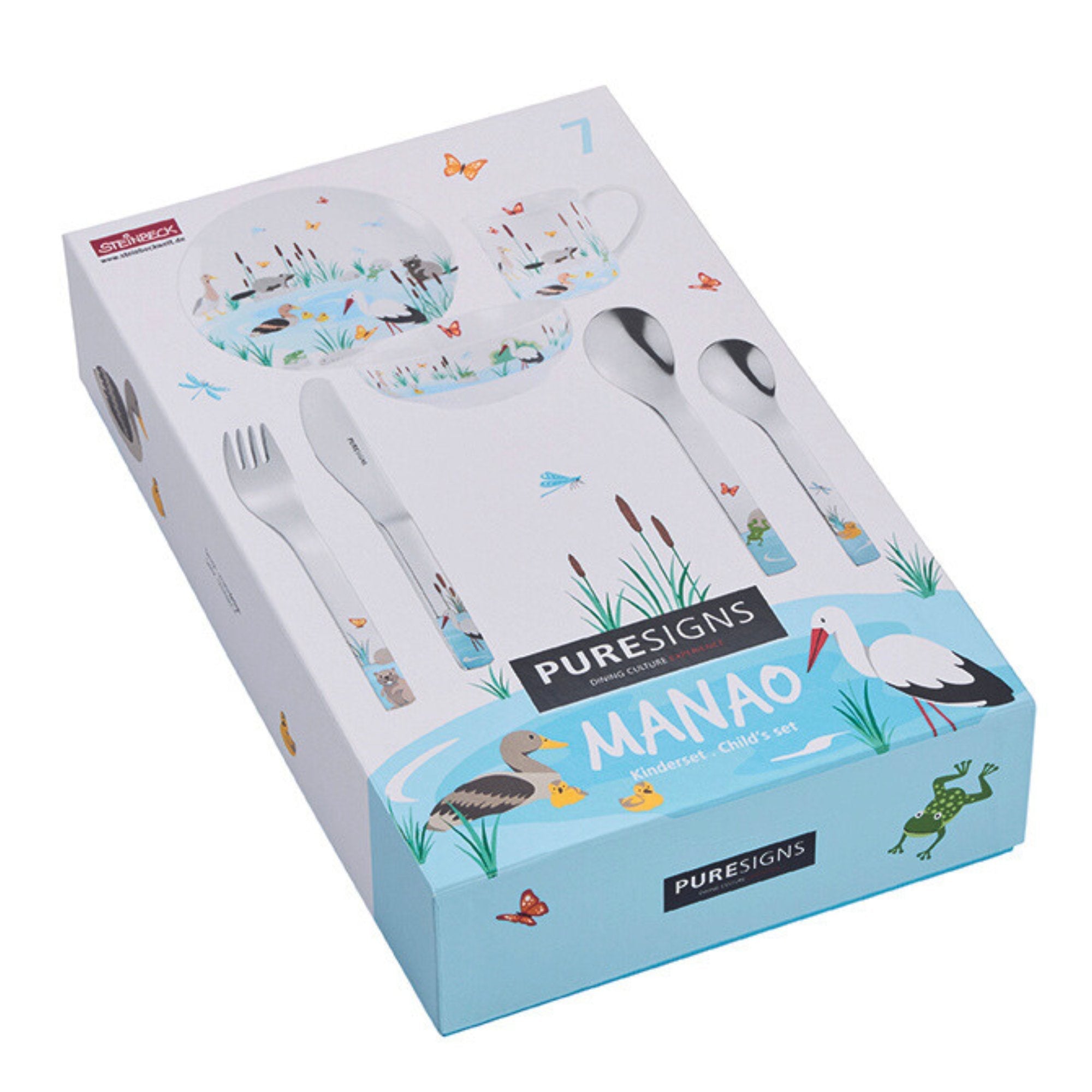 Kindergeschirr Set 7 - teilig MANAO mit Gravur -