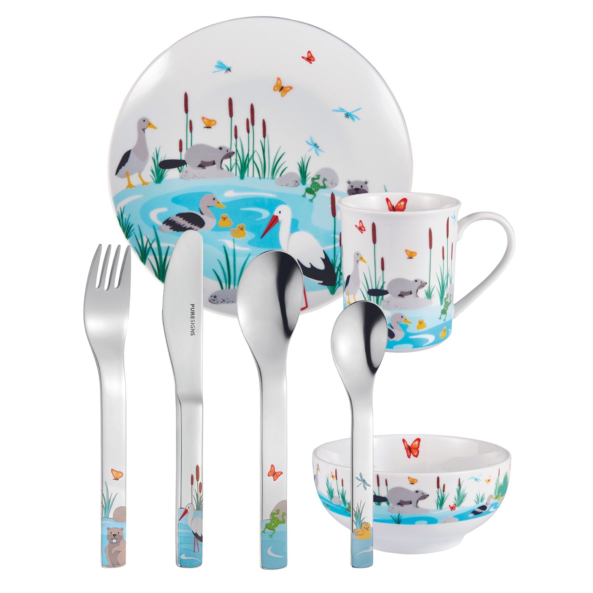 Kindergeschirr Set 7 - teilig MANAO mit Gravur -