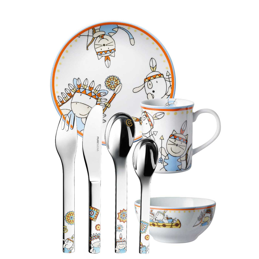 Kindergeschirr Set 7 - teilig MOEMA mit Gravur -