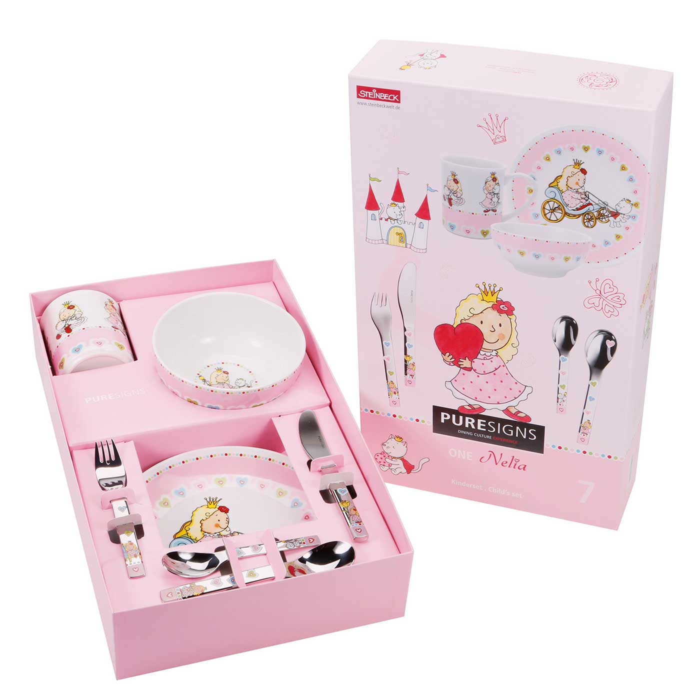 Kindergeschirr Set 7 - teilig NELIA mit Gravur -